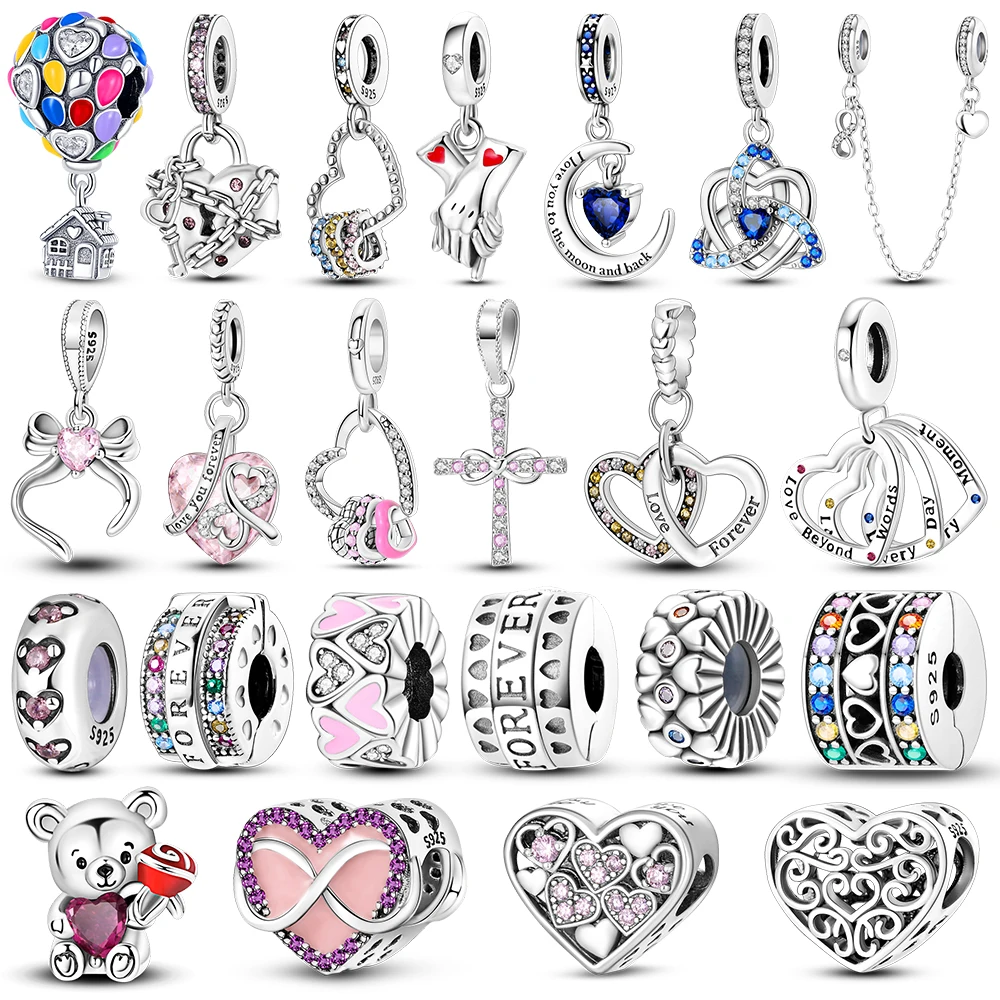 925 Sterling Silver Charm Heart Hot Air Balloon Eternal Love Beads Fit Original Pandora Bracelet Charms Diy Jewelry Gift