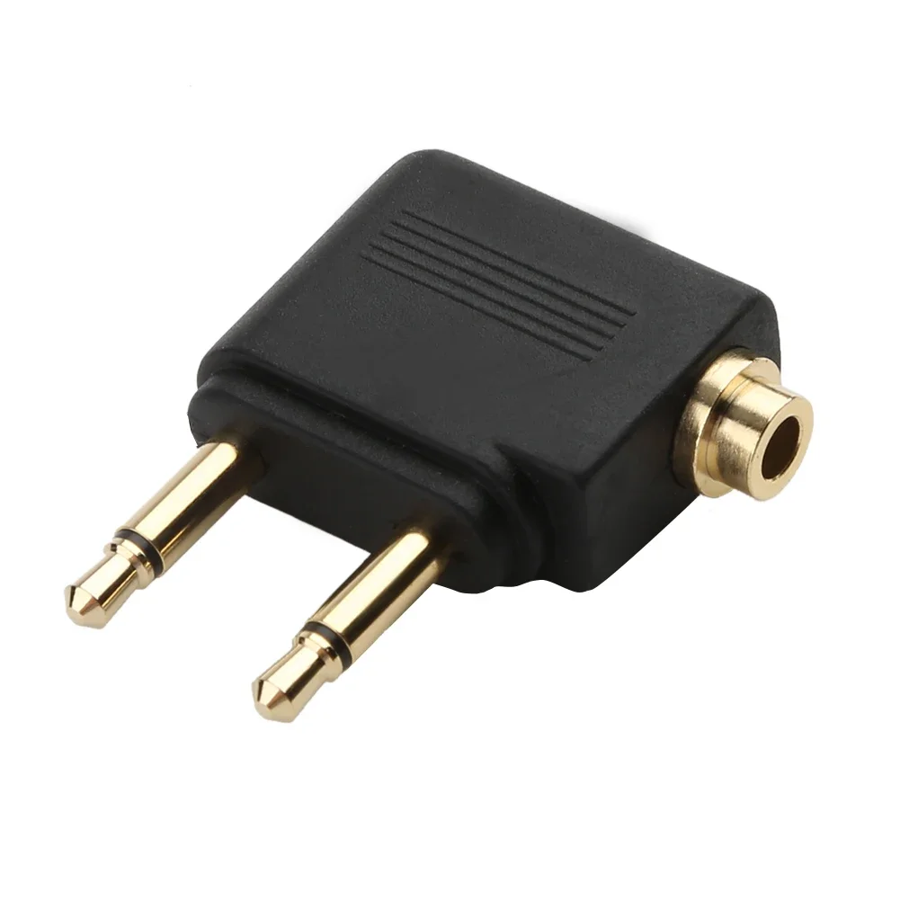 1-5pcs Dual 3.5mm Plug Adaptor Jack Audio Headphone Converter Adapter Headset Connector for Airline Airplane Travel Earphone