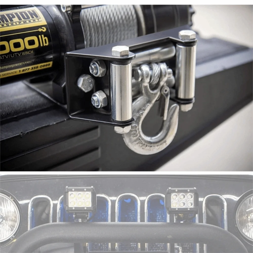 4-Way Roller Design Winch Roller Fairlead 2000LB Load Capacity 126mm Bolt Centers Cable Guide Universal Fit High Strength Steel