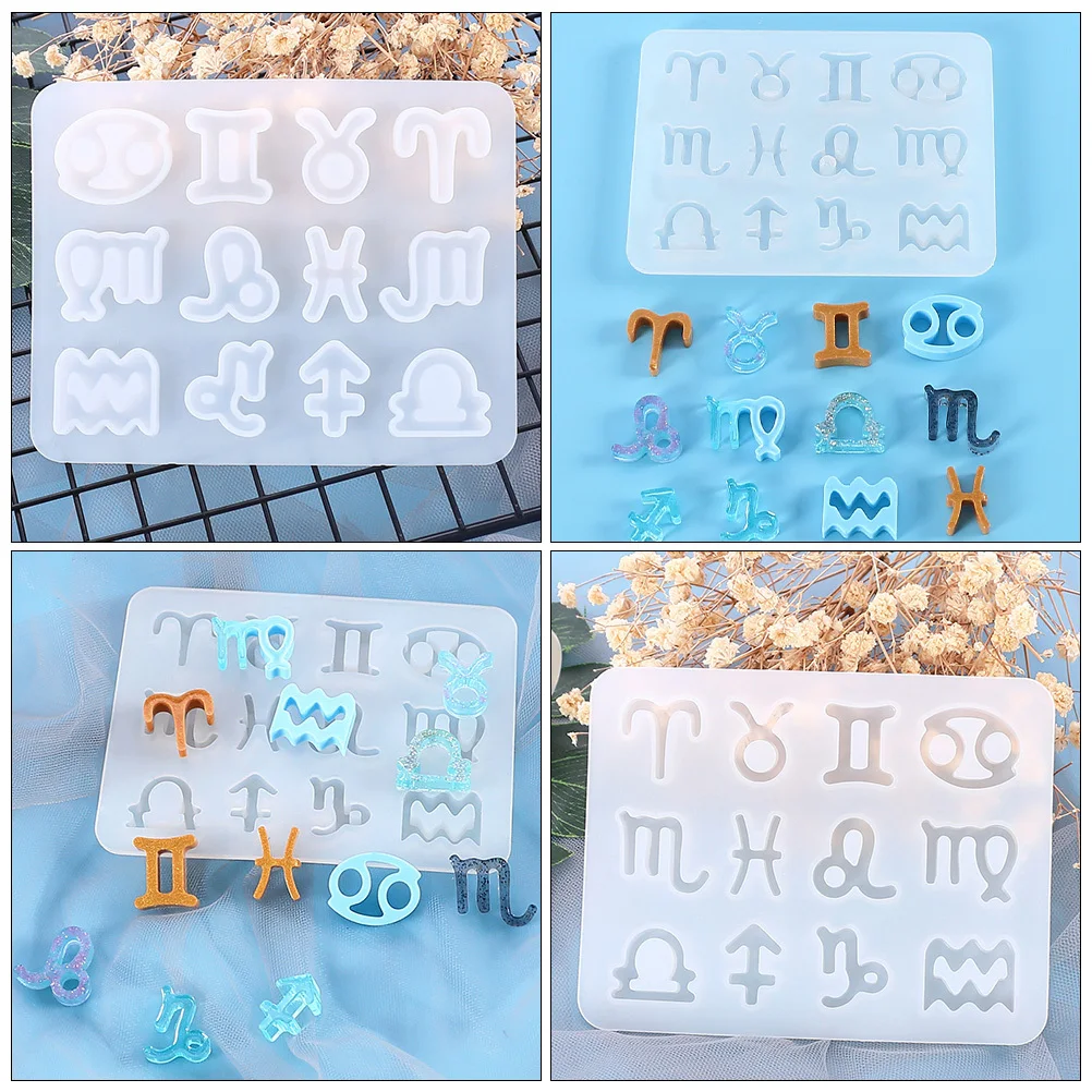 

2Pcs Twelve Shape Silicone Pendant Mold Creative DIY Jewelry Making Keychain Casting Home Craft Supplies Silicone Pendant Mold