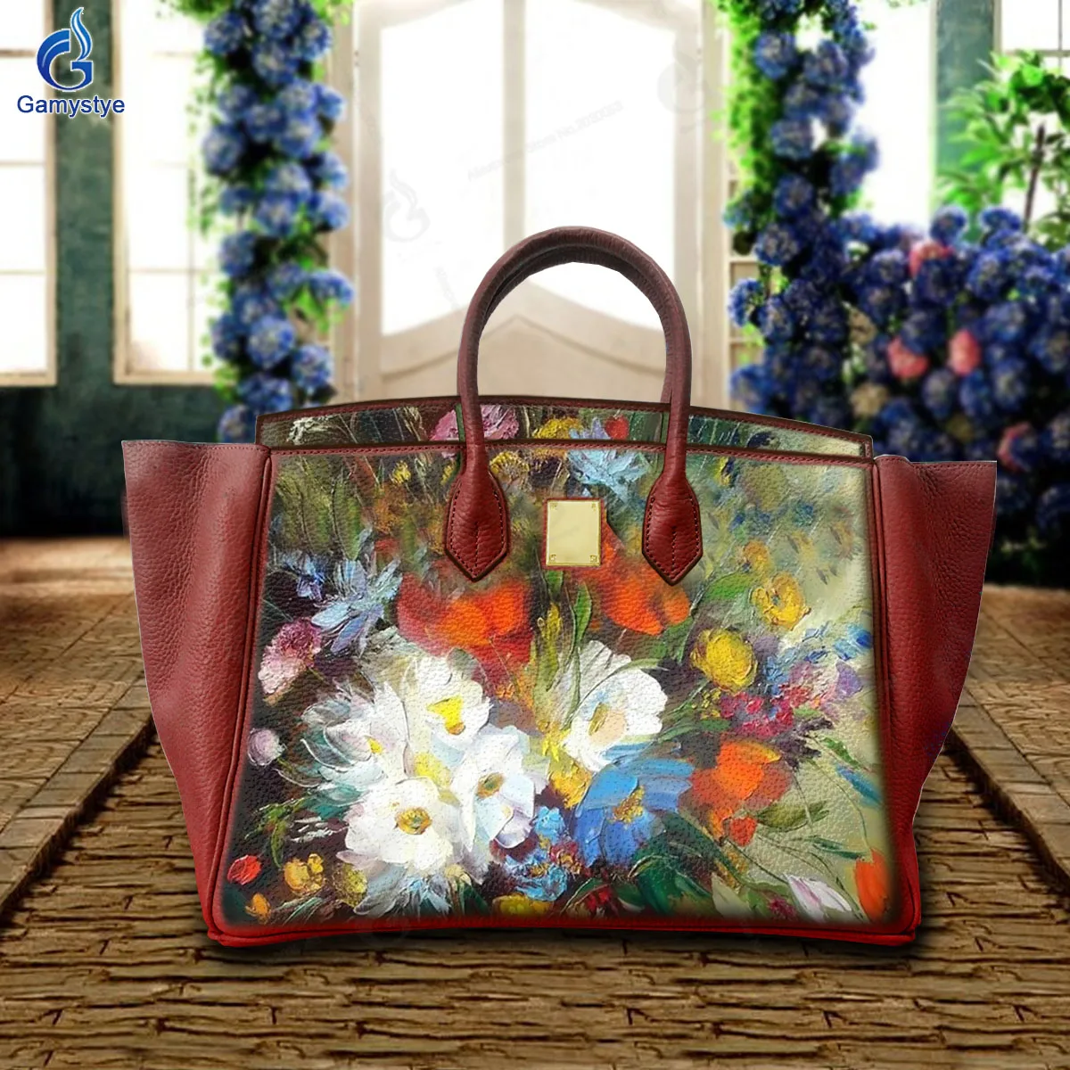 Personalizar bolso Art Hand Painted A beautiful blooming flower Bag Women Bag Designer Crossbody Handbags Female Messenger Totes