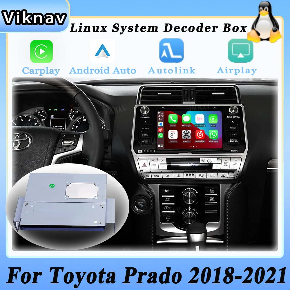 Viknav For Toyota Prado 2018-2021 Latest Decoder Box Interface LVDS Navigation MuItimedia Apple Wireless CarPlay Android Auto