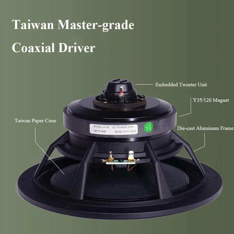 CX60 6.5-inch Passive Coaxial Bookshelf Speaker 150W Output Power 2-Way Crossover Wooden Home HIFI Stereo Passive Speaker