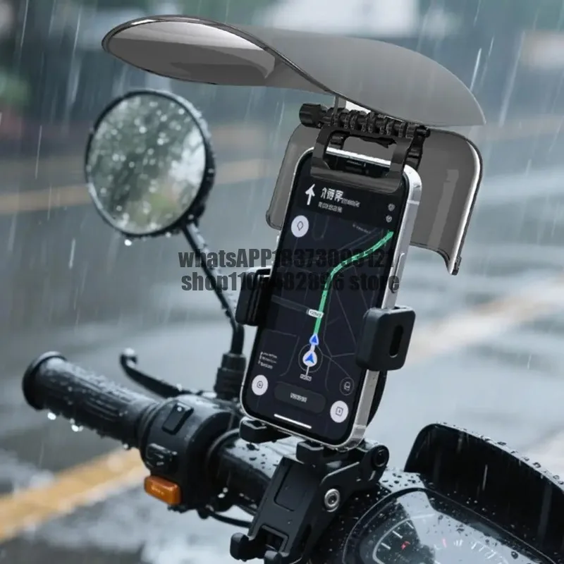 Sun Hat Style Phone Mount Sun Shade Rainproof Universal Fit Extended Sun Visor Adjustable Creative Riding Gear Outdoor