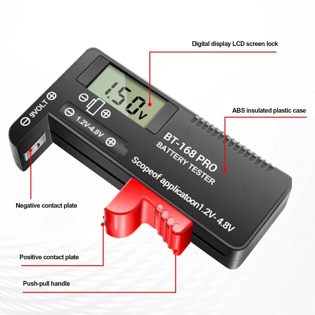 

BT-168 BT-168 Pro BT-168D Digital Battery Tester LCD Display C D N AA AAA 9V 1.5V Button Cell Battery Capacity Check Detector