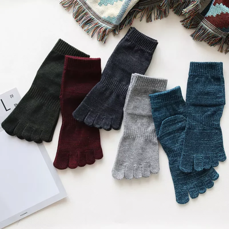 5 Pairs New Five Finger Men's Socks Organic Cotton Solid Non-Slip Harajuku Sport Split Toe Socks