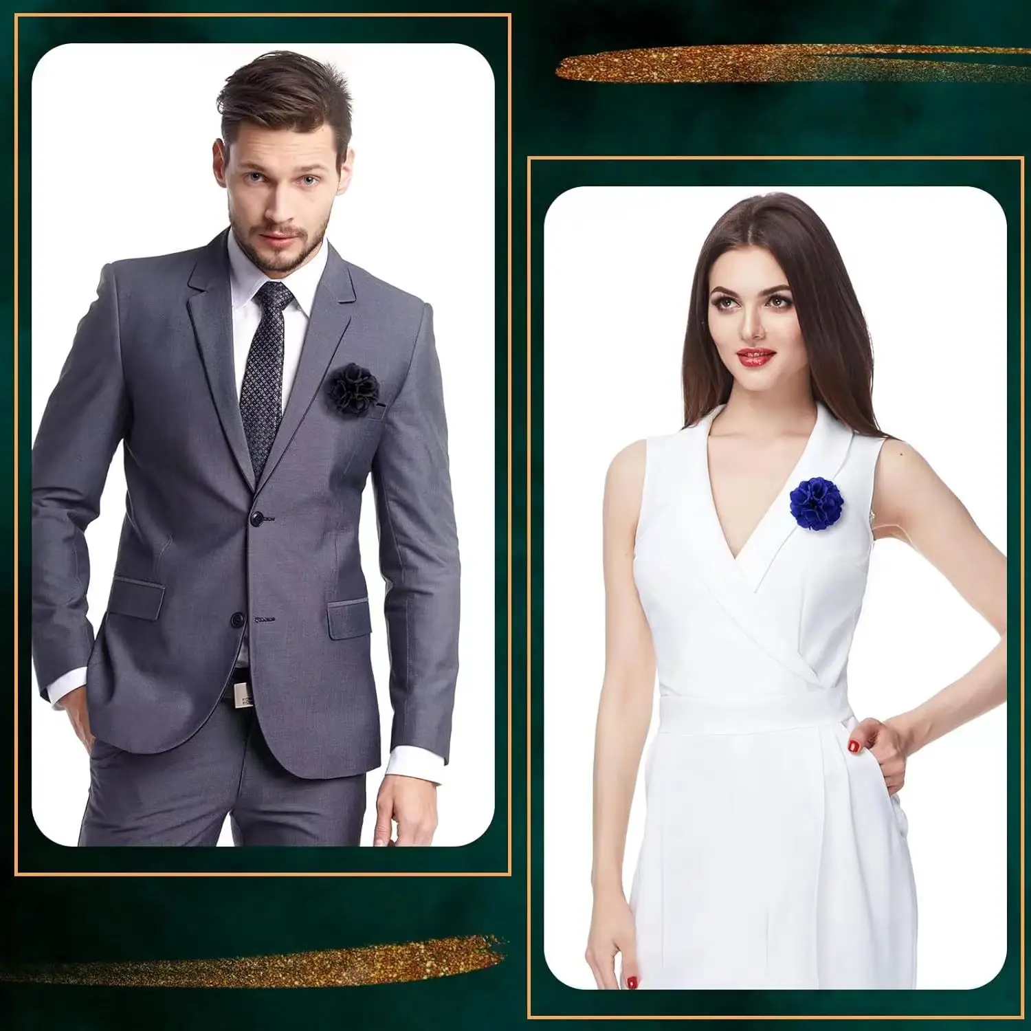 ดอกไม้ติดปกเสื้อผู้ชาย 16 ชิ้น เข็มกลัดติดปกเสื้อผู้ชาย งานแฮนด์เมด ผ้าซาติน