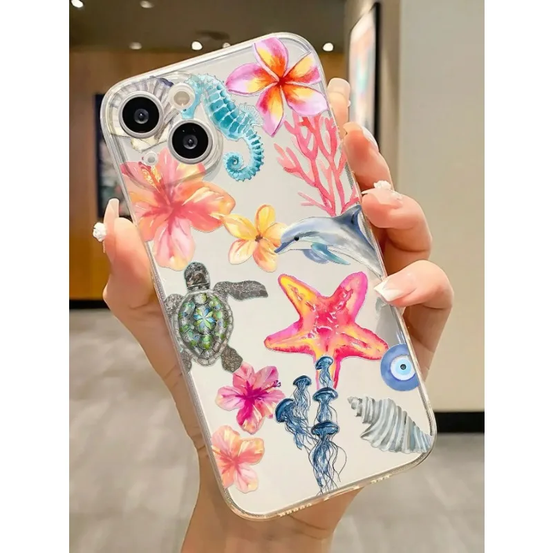 

Tropical Summer Marine Life ﻿Phone Case For iPhone 16 15 14 13 12 11 Pro Max Mini X XS SE 7 8 Plus 16E Shockproof Cover Fundas