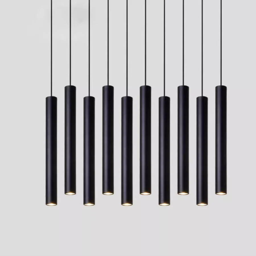 Imagem -02 - Lâmpada Pendente Led de Tubo Longo Kitchen Island Bar Hanging Light Luz Pendente de Cabeceira Ouro Branco Preto 7w