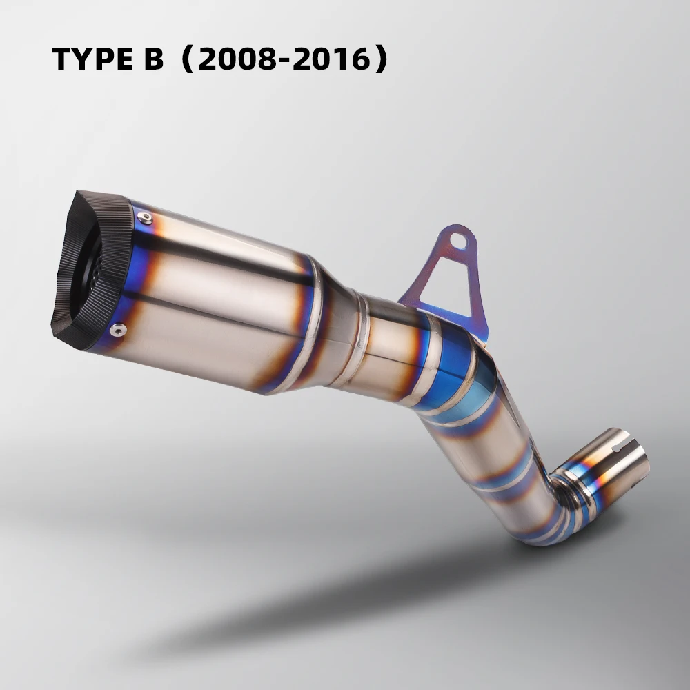 Universal Motorcycle Exhaust System, 51mm Inlet Carbon Fiber Muffler With Mid-Link Pipe And DB Killer For Universal Bike Modifi