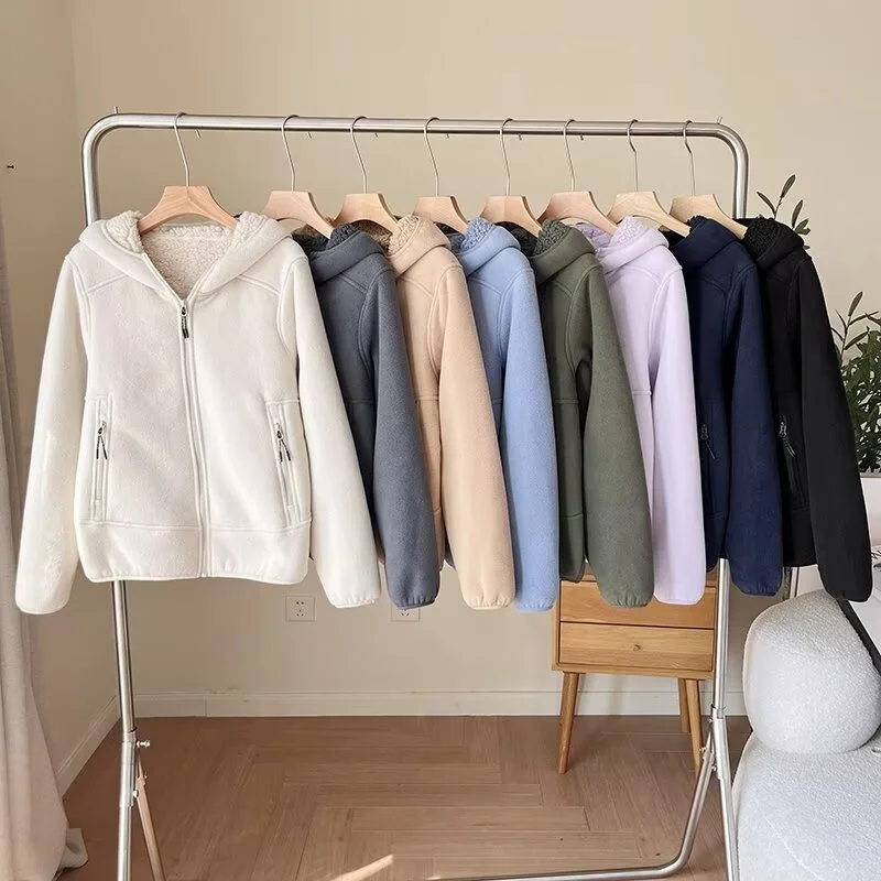 2025 الرياضة في الهواء الطلق على الوجهين القطبية بلوزة من الصوف هوديس رجل إمرأة امبسوول سترة الخريف الشتاء رشاقته الدافئة ملابس خارجية