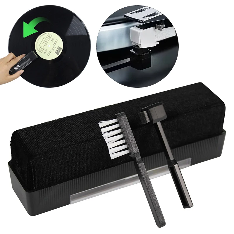 1Set Anti Static Velvet Vinyl Record Cleaner Dust Remover Brush for Phonograph Turntable CD/LP Vinyl Records Player Cleaning Kit