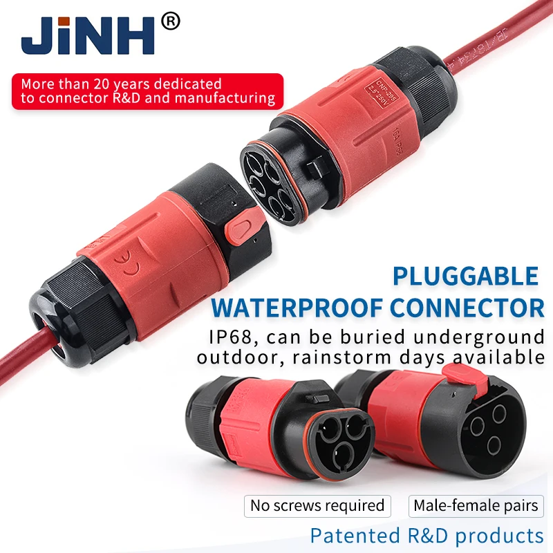 JINH CNP29 IP68 Waterproof Cable Connector Quick Connection Plug In Junction Male Female Insert Electrical Terminal Adapter
