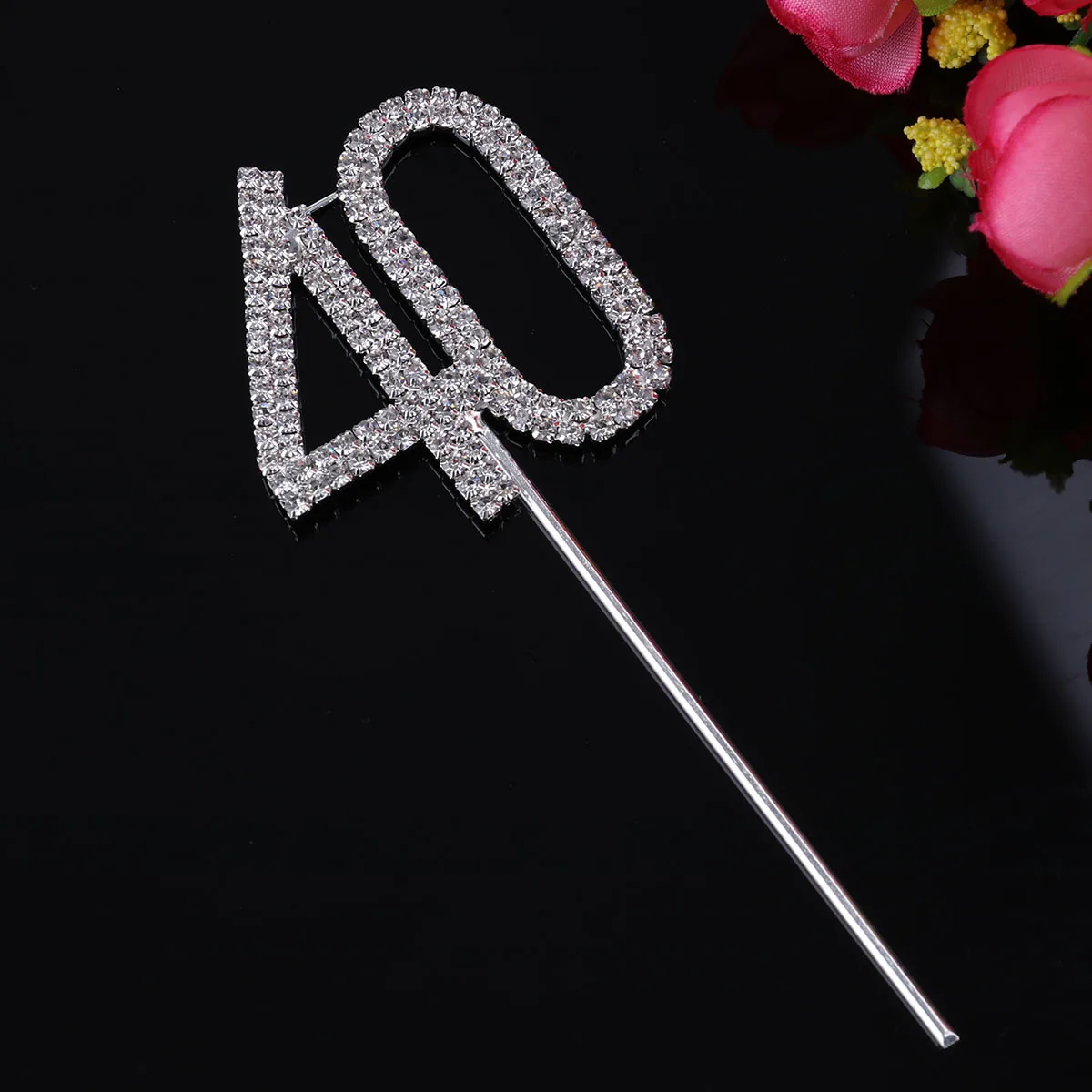 

40 Rhinestone Cake Topper Alloy Decor for Birthday Party Wedding Anniversary Cupcake Decoration 40Th Celebration