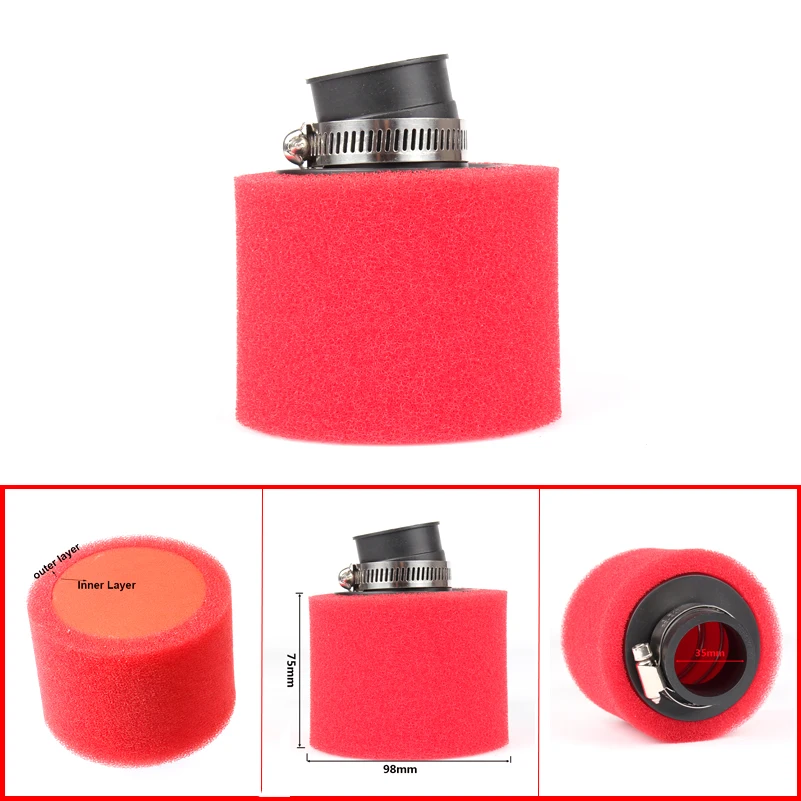 35mm fit PZ19 carburetor black red Neck Foam Air Filter Sponge Cleaner Moped Scooter 110cc Dirt Pit Bike Motorcycle Kayo BSE