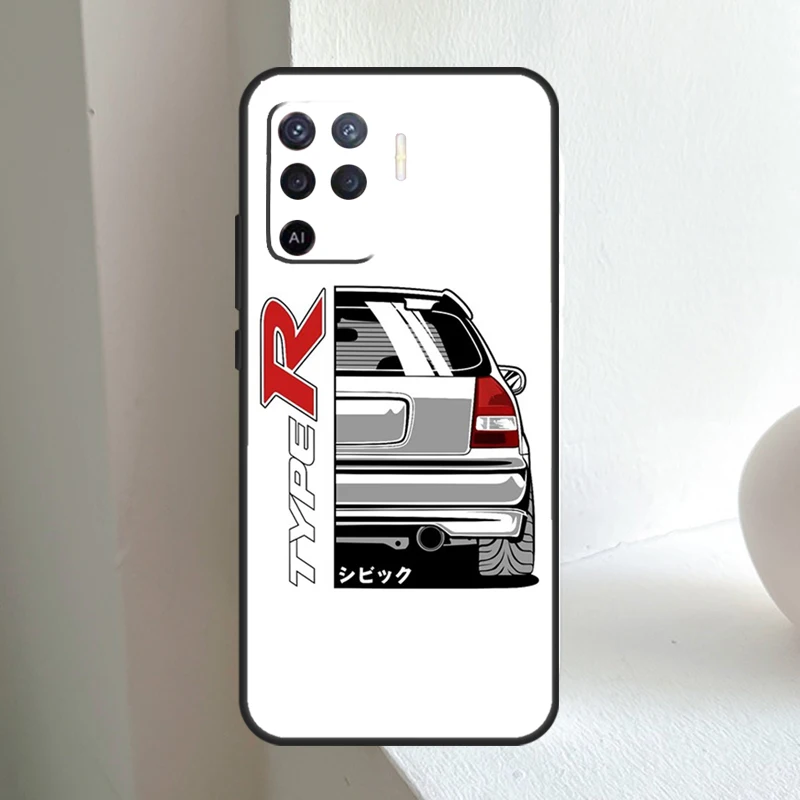 JDM Type R Civic Sport Car For OPPO A96 A76 A16 A77 A57 A17 A15 A16 A5 A9 A31 A53S A54s A57s A52 A72 A94 A74 A54 Case