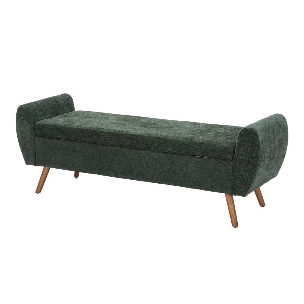 Voltsify Chenille Upholstered Storage Bench for Living Room Bedroom Hallway
