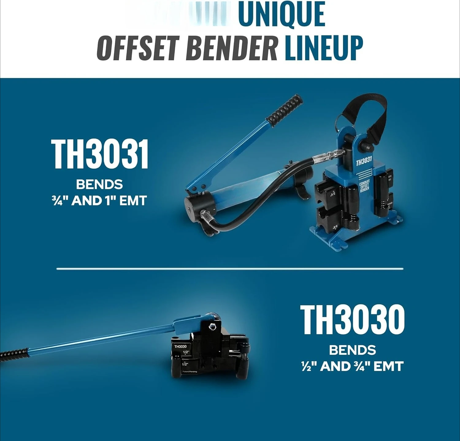 TH3030 ثنائي الحجم قناة إزاحة 2 في 1 - كلا 1⁄2 "& 3⁄4" EMT #6