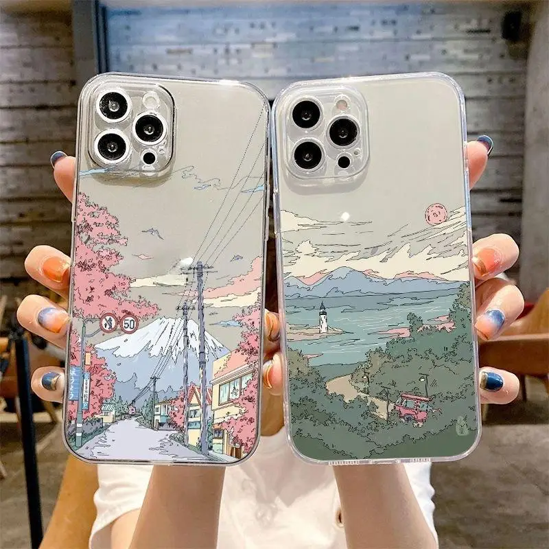 Japanese Anime Scenery Phone Case For Xiaomi Redmi Note 13 12 Pro 12S 13C 12C 10C A2 A1 Plus A3 Shockproof Soft Clear TPU Cover