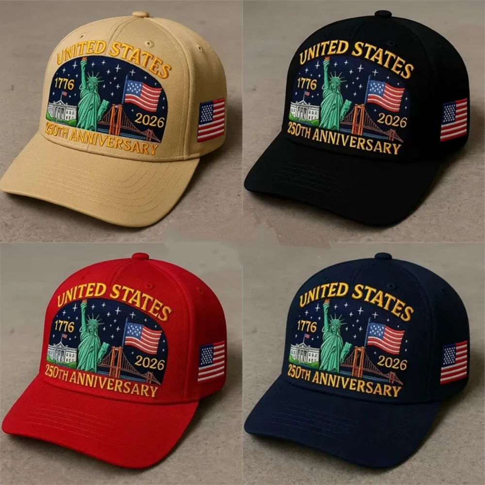 Vintage USA 250 Years Commemorative Hat | Embroidered Statue of Liberty Flag Cap | Casual Summer Patriotic Baseball Hat