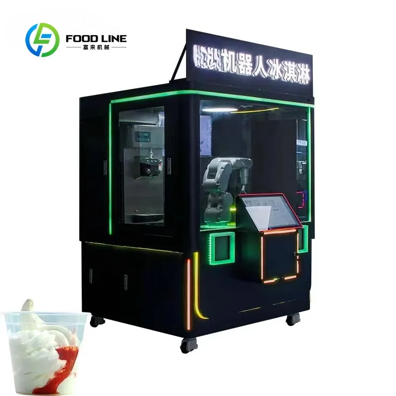Ice Cream Vending Machine Robot Smart Self Service Automatic Soft Serve Ice Cream Maker for Restaurant Mall Cafe Shop Use