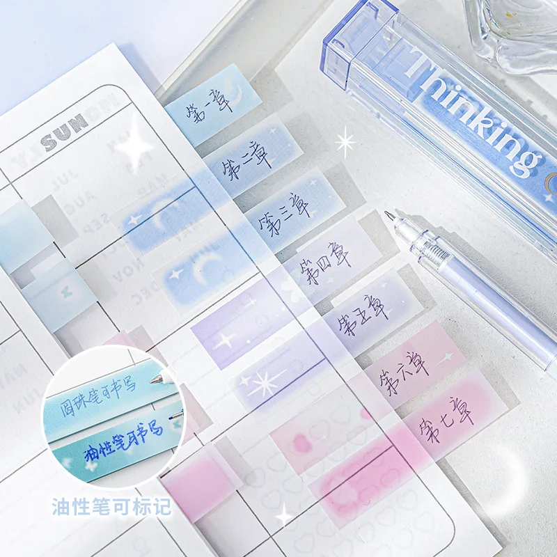 Colorful Sticky Note Transparent Visiable Gradient Color Sticky Note Lovely Stationery Memo Pad School Student Supplies