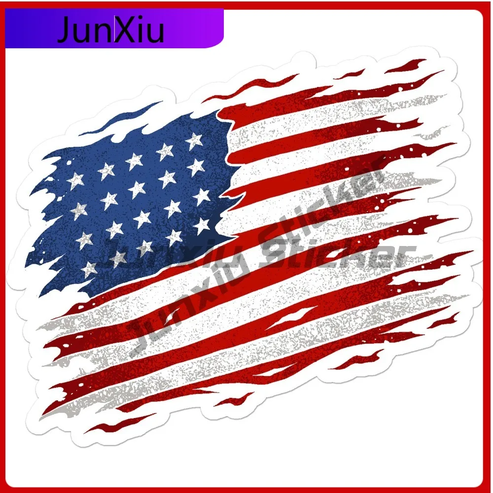 

Модная виниловая наклейка на ноутбук/автомобиль с изображением рваного американского флага, водонепроницаемая, современная, для окон, бамперов, экстерьера авто, подарок, декор