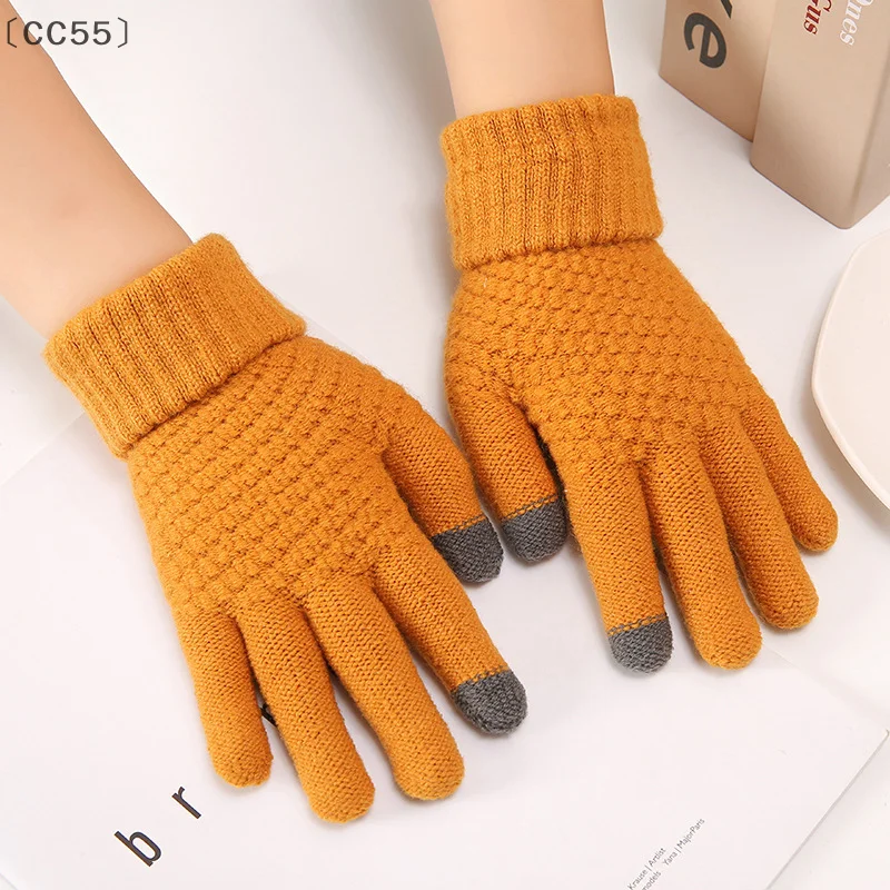 maveraCC55 Gants pour écran tactile d'automne et d'hiver tricotés jacquard épais et chauds pour hommes et femmes gants antidérapants pliables