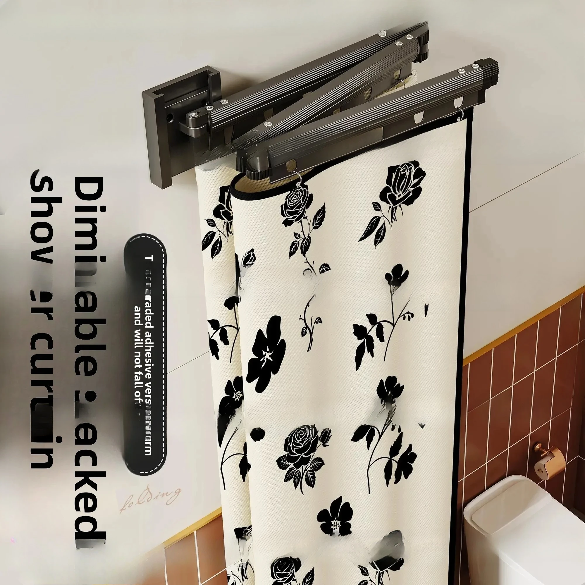 Foldable Invisible Bathroom Shower Curtain, No Punching,  Waterproof Partition, Thickened Warm Shower Water Curtain