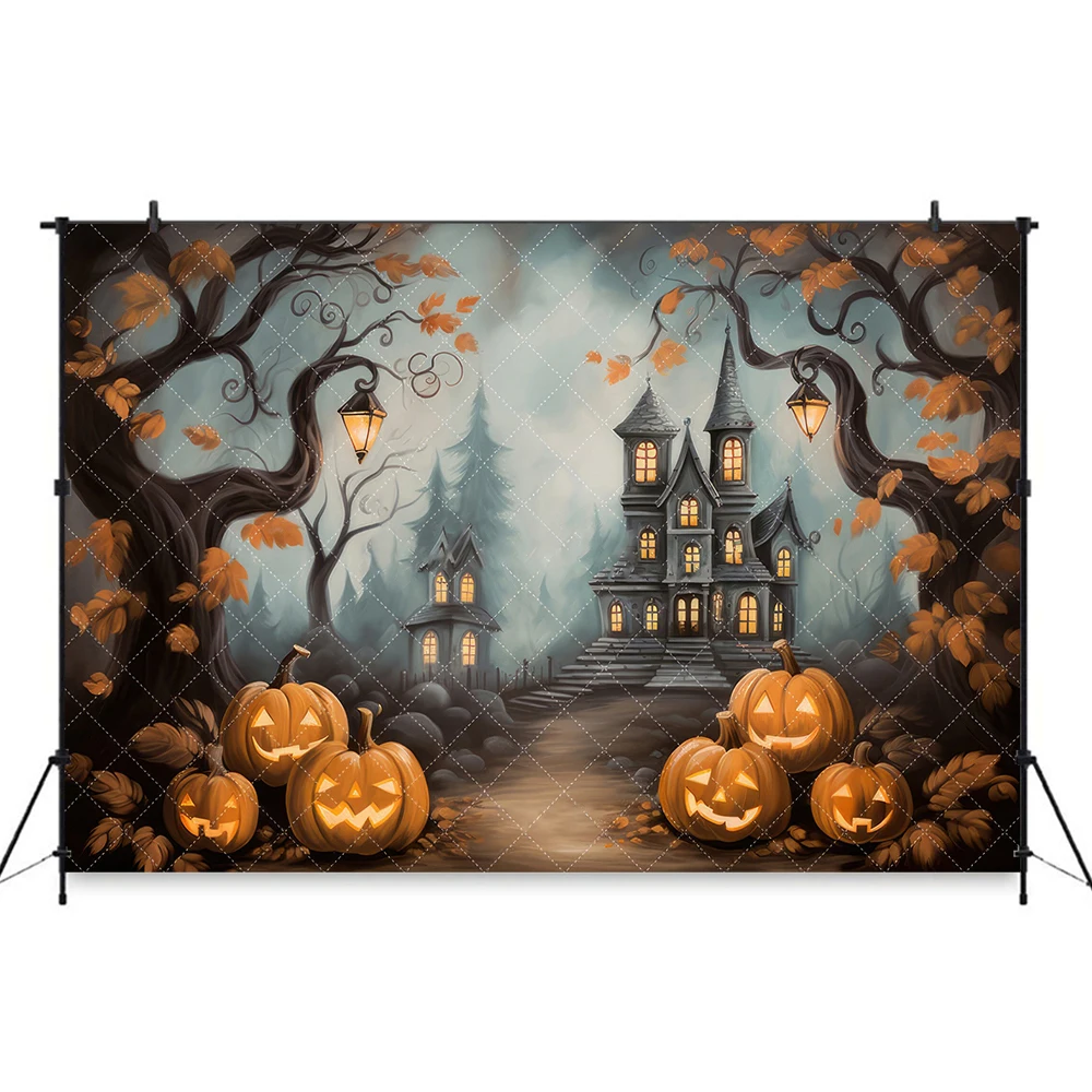 Halloween Party Photo Background Kids Family Portrait Photography Backdrop Haunted Mansion Castle Photo Studio Props