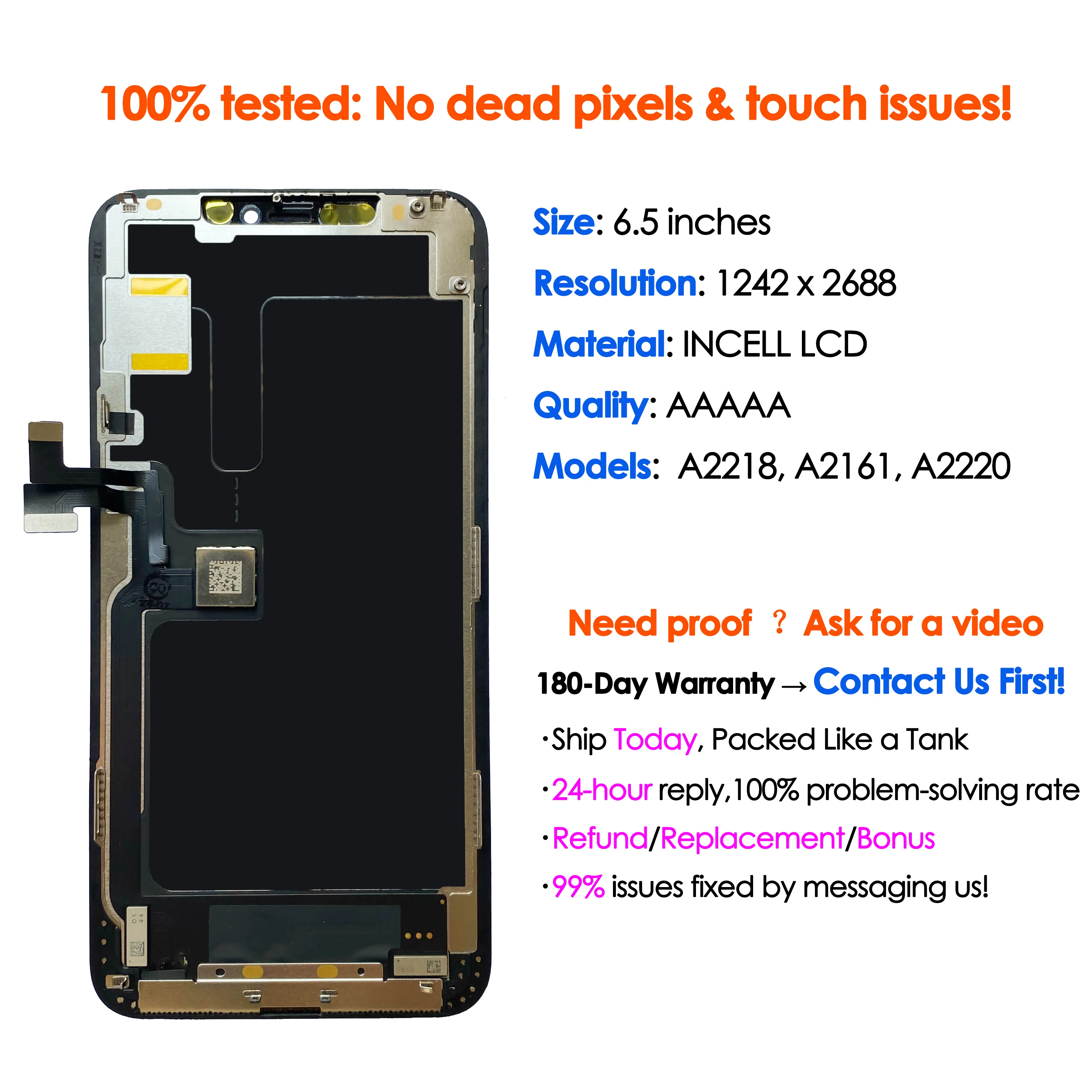 High quality AAA incell LCD For iPhone 11 Pro Max Display Touch 11Pro Max Screen Replacement Digitizer Assembly Repair Wholesale