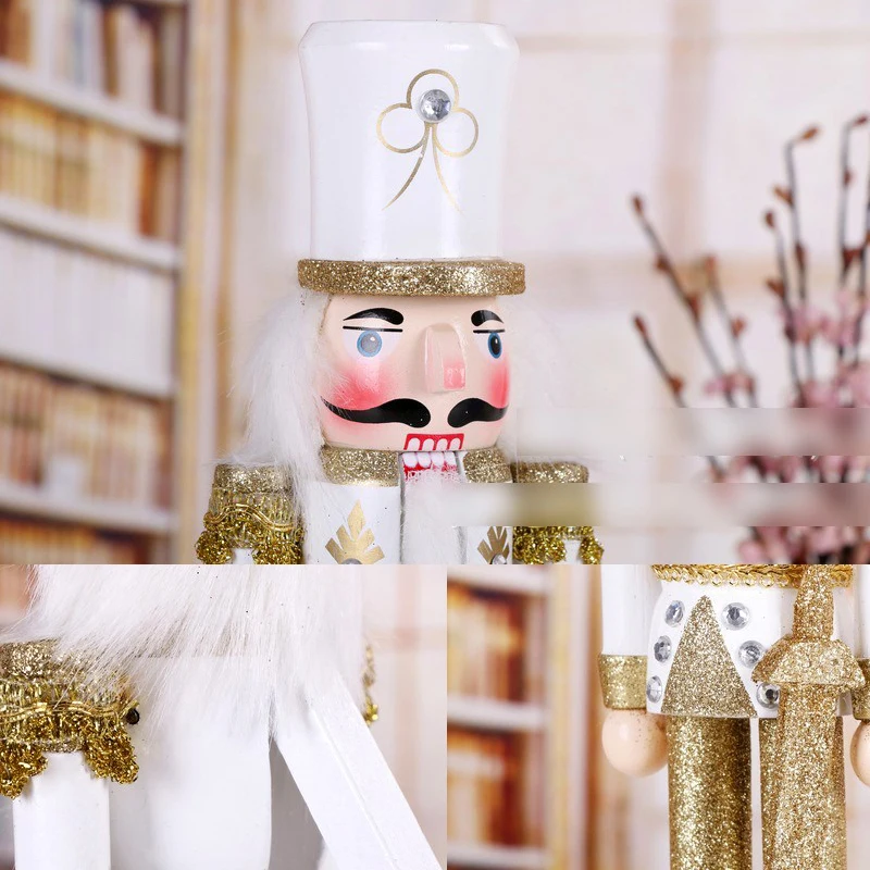 30 ซม.ขายร้อนใหม่ Sparkling Gold และ Silver ทหาร Nutcracker เคลื่อนย้ายได้คริสต์มาสตุ๊กตาหุ่นของขวัญ HT083