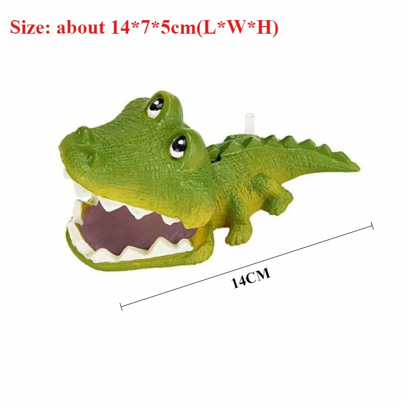 Aquaruim Fake Simulation Crocodile Ornaments Decorations Fish Tank Green Decor Bubble Crocodile Can Connect Air Aerator