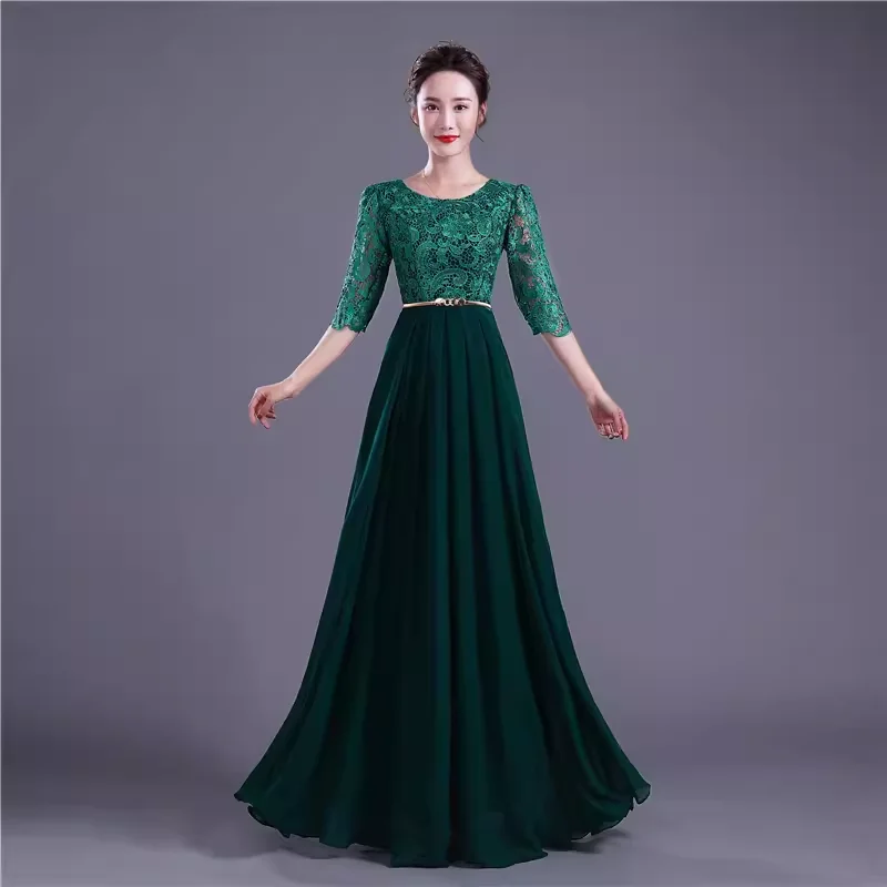 Ele Long Dames Dr Modern Host Performance-kostuum Volwassen koor ow ly Vriendelijke vloerlengte avondjurk