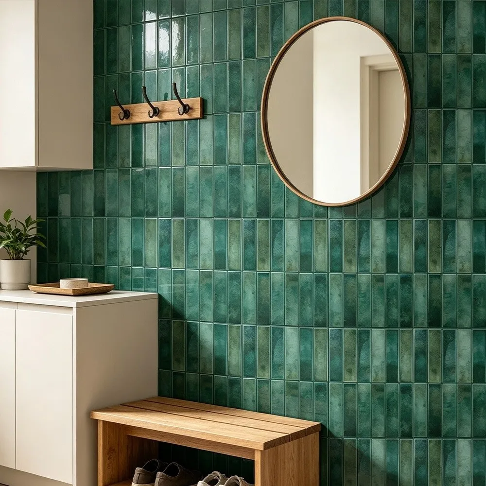2PCS Vintage PVC Self Adhesive Tile Sticker Oil Proof 2D Print Backsplash Cover Wallpaper Wipe Clean Peel And Stick