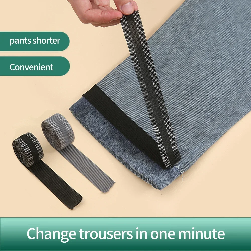 Pantalones de tela de costura DIY para pantalones vaqueros, pasta de hierro en el borde, pantalones de reparación acortados