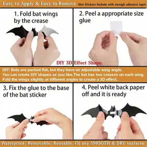 3D Su Geçirmez Siyah Yarasalar, Duvar Dekoru, Cadılar Bayramı Dekoru, 60 adet 8 en çok satılanlar, cadılar bayramı için şeyler-no. 7