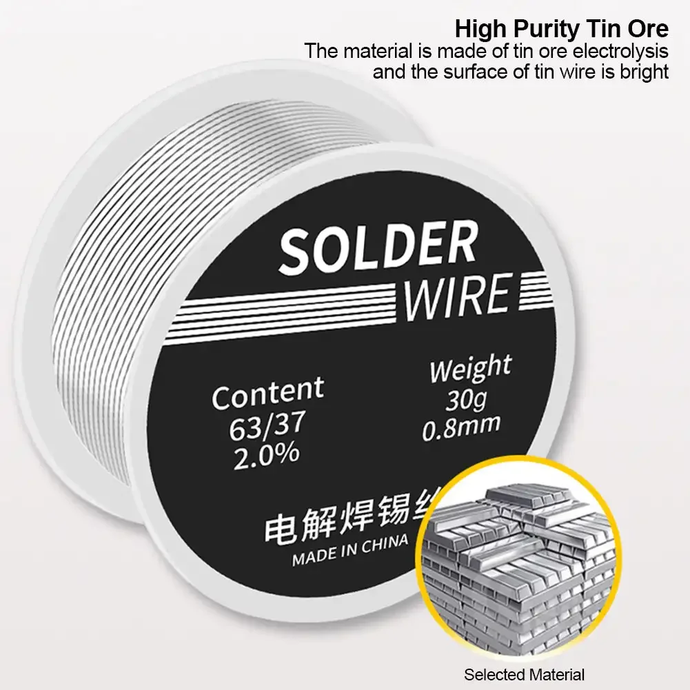 0.8 مللي متر/30 جرام لحام سلك الحديد سلك بكرة لحام أداة لحام مع الأساسية الصنوبري نقطة انصهار منخفضة لا نظيفة تدفق 2.0% القصدير