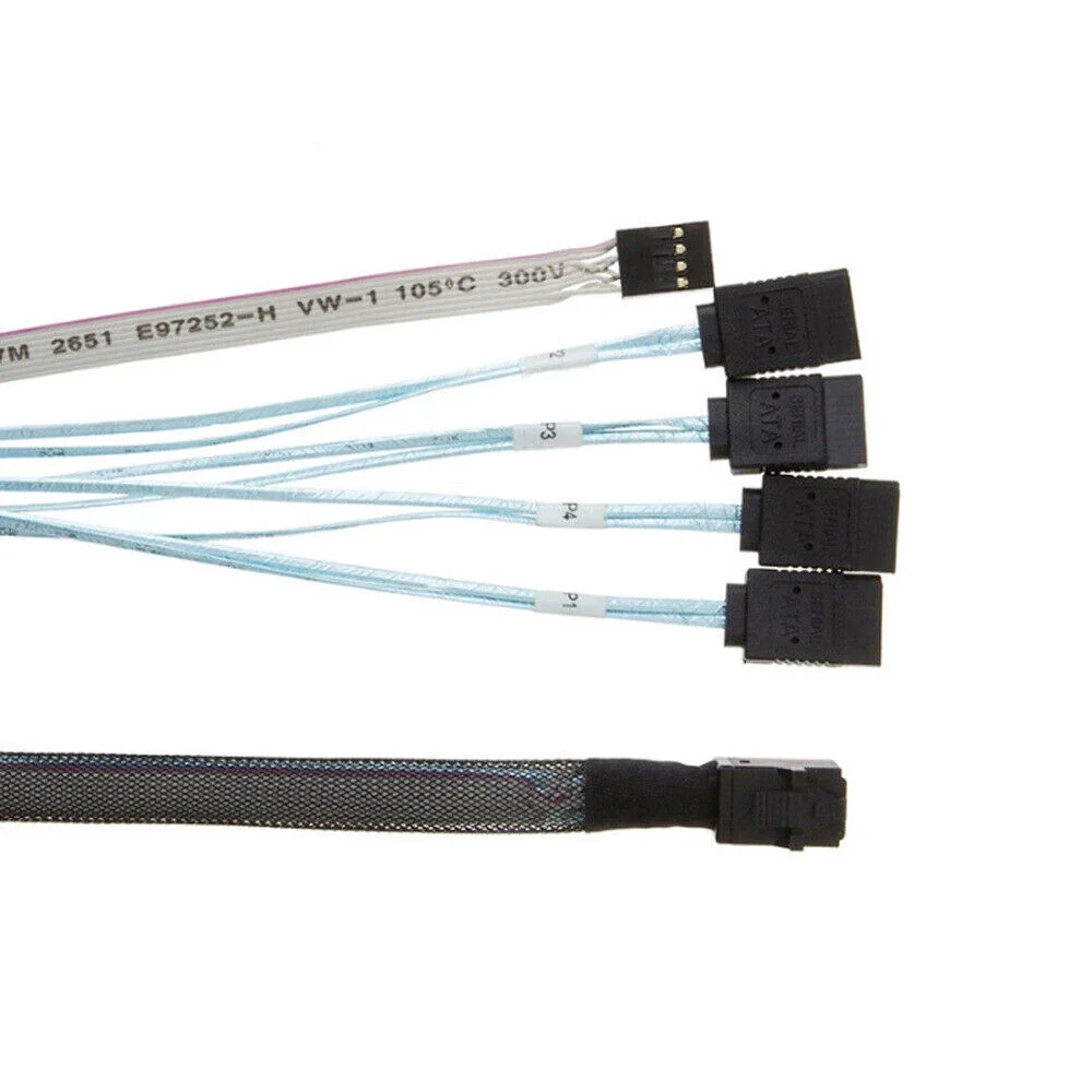 SFF-8643 SAS MINI HD ke 4 Port SATA 7P kabel untuk server