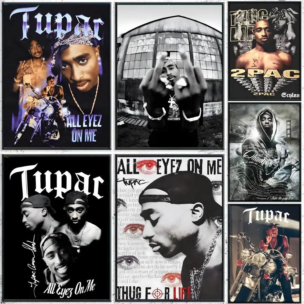 Tupac Shakur 90s Hip Hop Rapper Poster HD Waterproof Wall Decal for Study, Living Room & Garage, DIY Great Gift for Fans