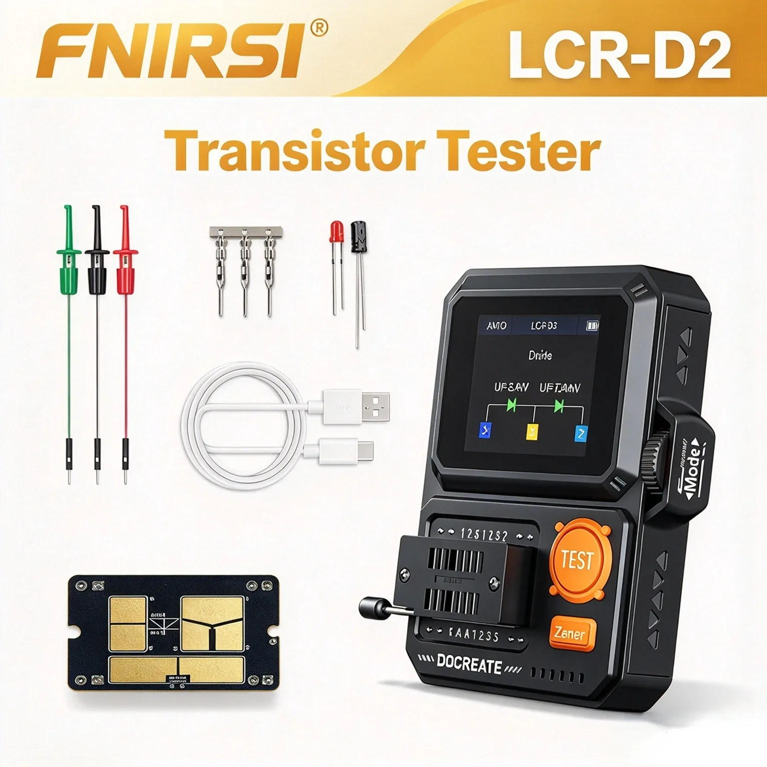 FNIRSI Transistor Tester Diode Triode Capacitor Resistor LCR ESR Meter SMD Electronic Component Tester Multifunctional Tool