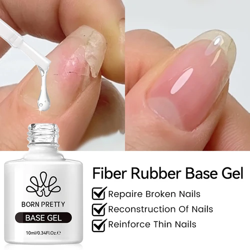 Imagen 2 del producto BORN PRETTY-Gel Base de fibra de goma para uñas rotas, fibra de vidrio reparada, transparente, de construcción rápida, barniz de Gel de construcción UV