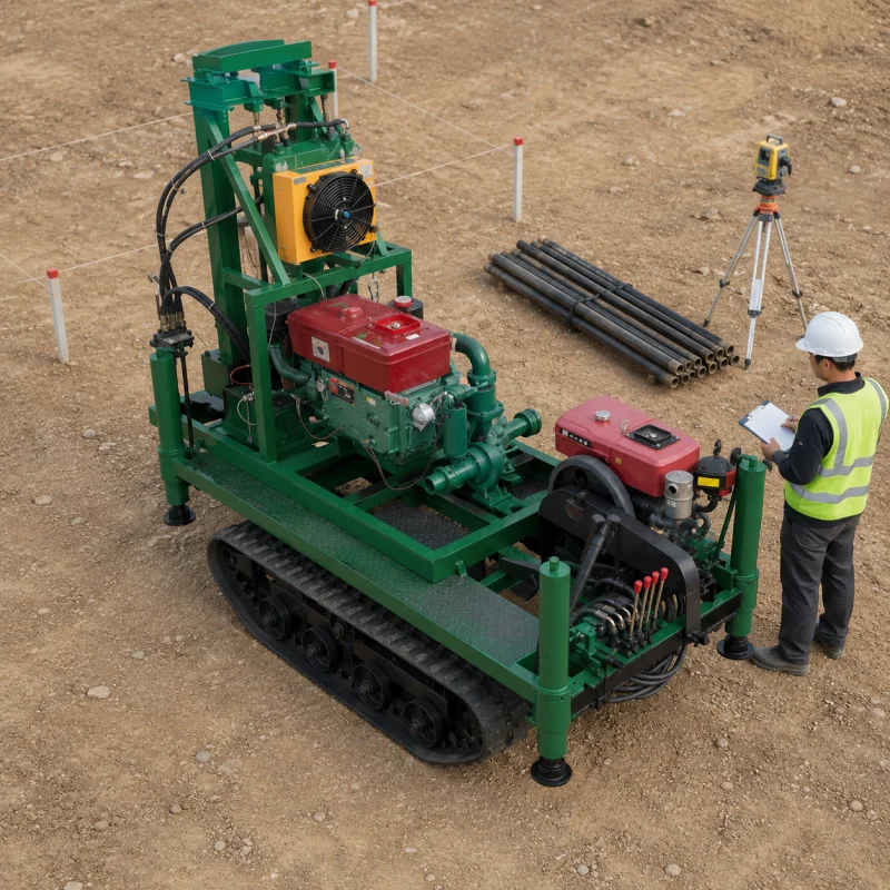 Residential Tracked Borehole Drilling Machine Portable Water Well Drilling Rig Home Backyard Quality Manufacturer Wholesale