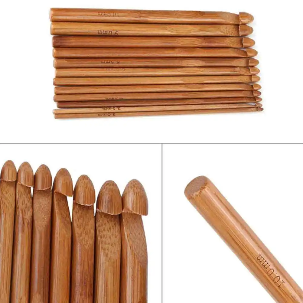 

Набор для вязания крючком и спицами из бамбука, 12 моделей, гладкие, легкие, для свитеров, шарфов, ковров