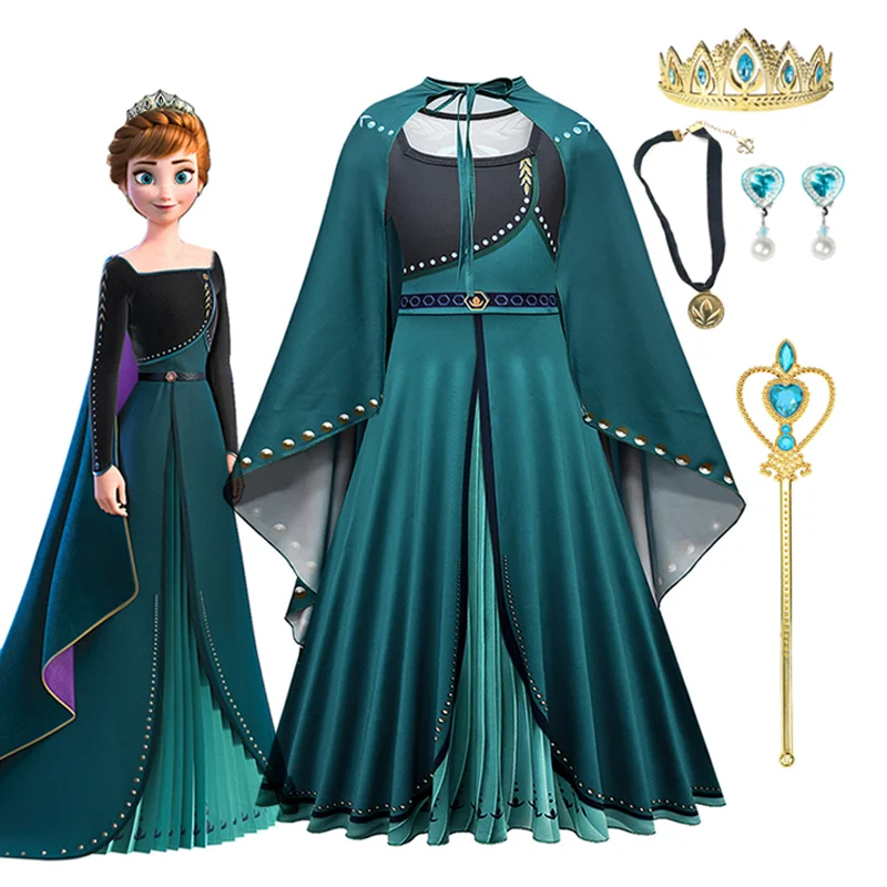 Disney Frozen 2 Princess Dress for Girl Carnival Children's Birthday Party Clothing Kids Fancy Cosplay Anna Queen Costume