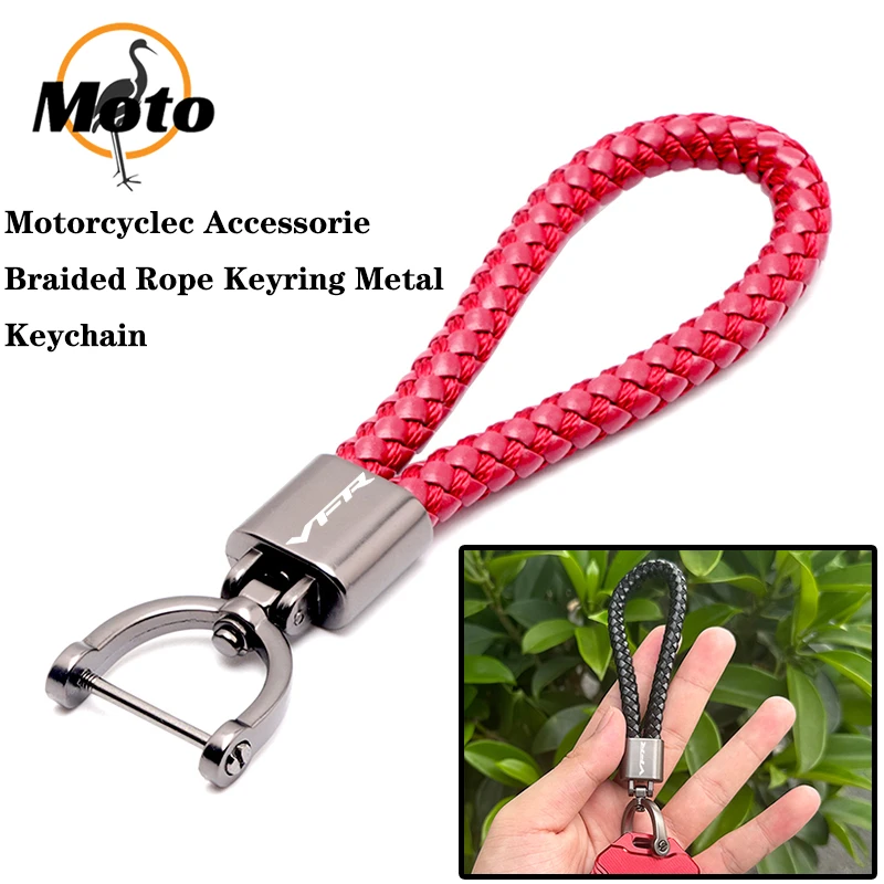 For HONDA VFR 400 750 800 1200 VFR400R VFR750R VFR800X VFR1200X Motorcycle CNC Accessories Braided Rope Keyring Metal Keychain