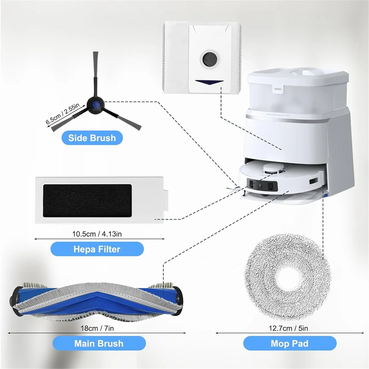 로봇 진공 청소기 메인 사이드 브러시, HEPA 필터, 걸레 천 먼지 봉투, T30 PRO OMNI, T30 OMNI