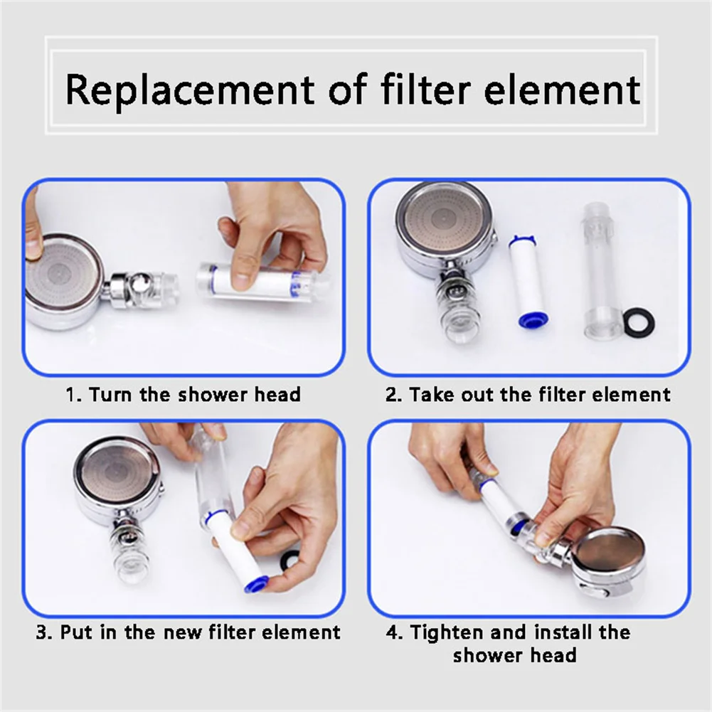 5PCS Shower Head Filters Negative Ions Pressurized Handheld Bathroom Showering Filter Out Sand Rust Cleaner Healthier Water Tool