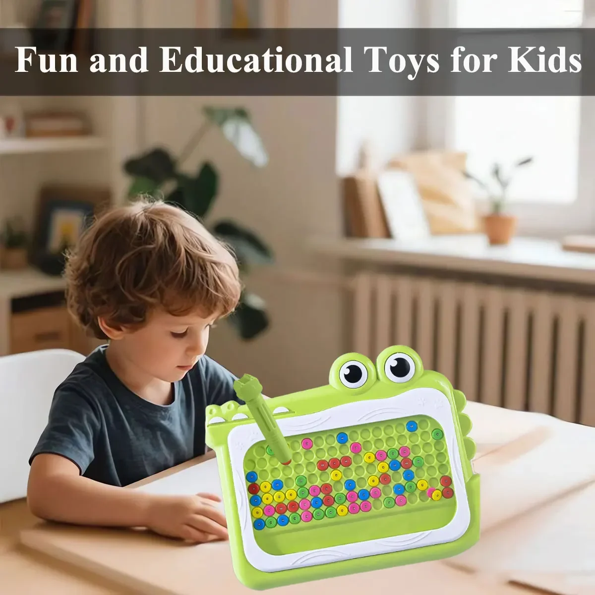 Montessori Game Toys New Kids Magnetic Beads Doodle Board with Puzzle Pen  Drawing for Children  Education Gift