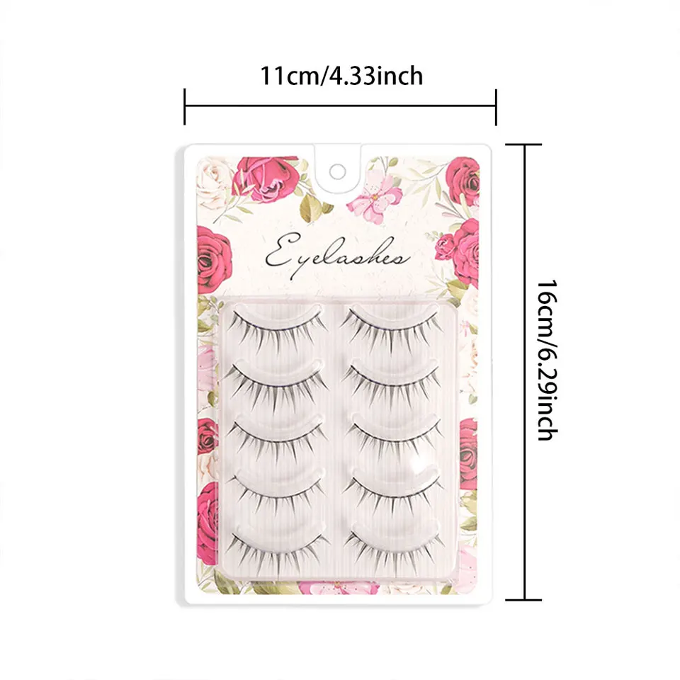 ขนตาปลอมโปร่งใส 5 แถว เหมาะสำหรับชาวเอเชีย สไตล์เกาหลีและญี่ปุ่น สไตล์อีเทอรัลและธรรมชาติ สำหรับแต่งหน้าทุกวัน